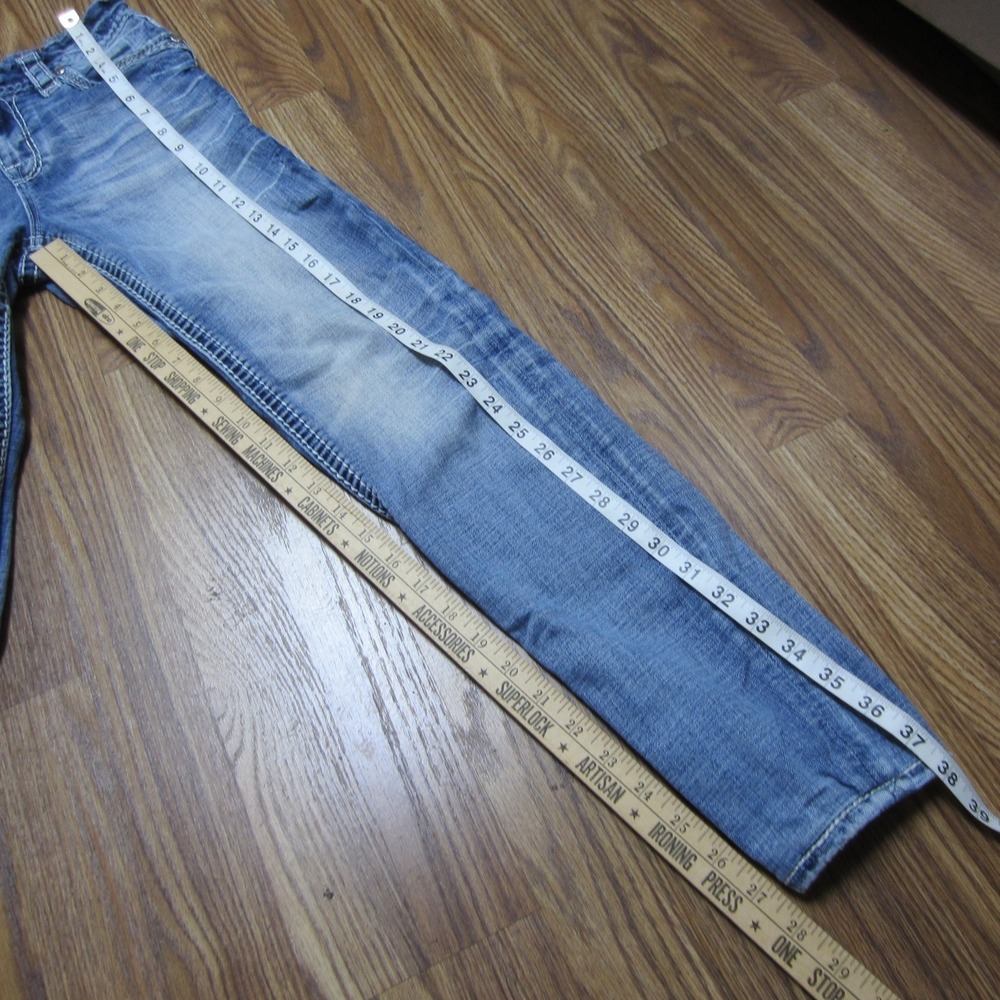 Rock Revival Ysobel Skinny Jeans Womens 27 Light washed Mid Rise Rhinestone Y2K - Picture 13 of 16